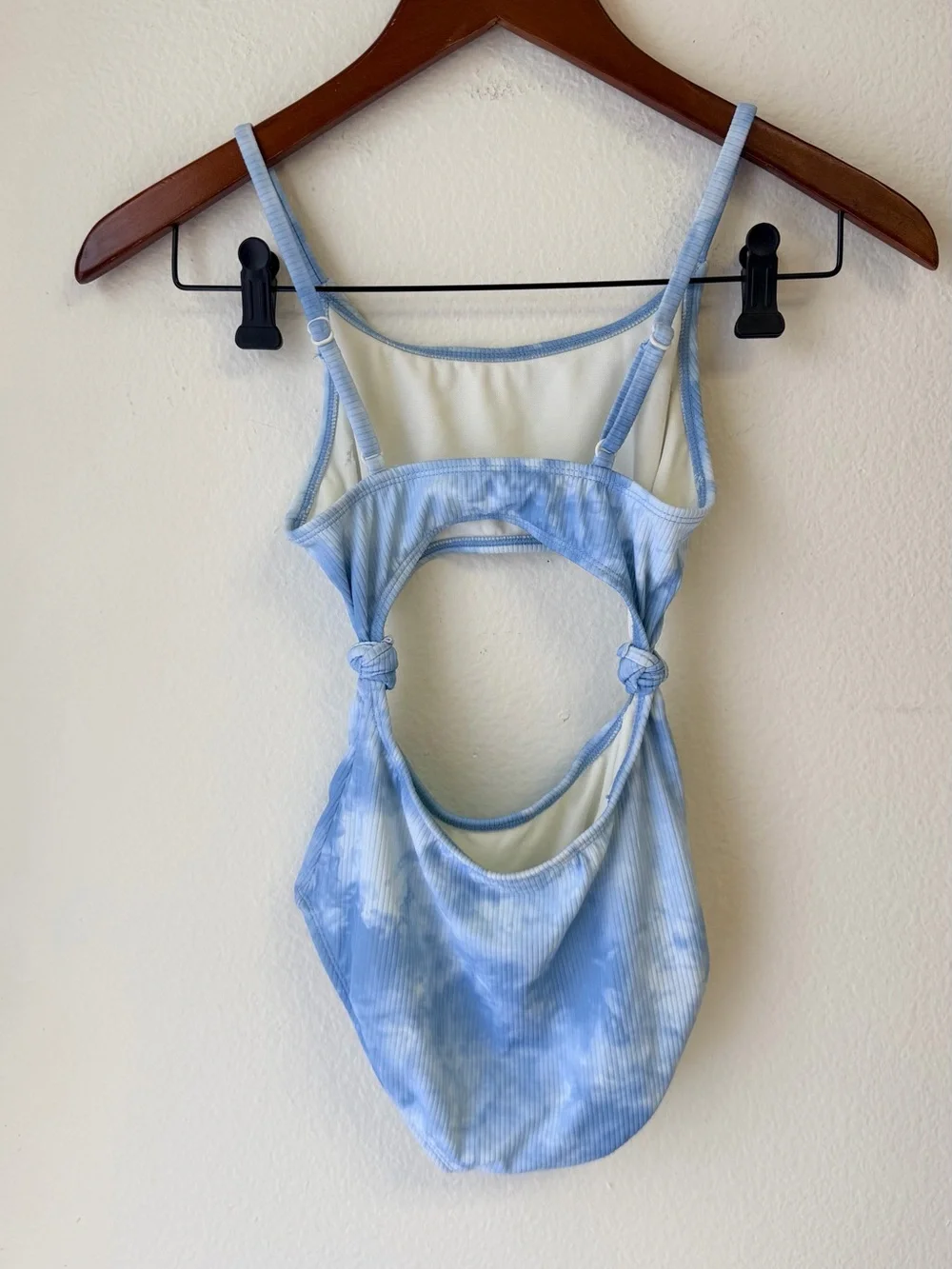 art class Light Blue Tie-Dye Kids One-Piece Swimsuit with Knot Cutouts
